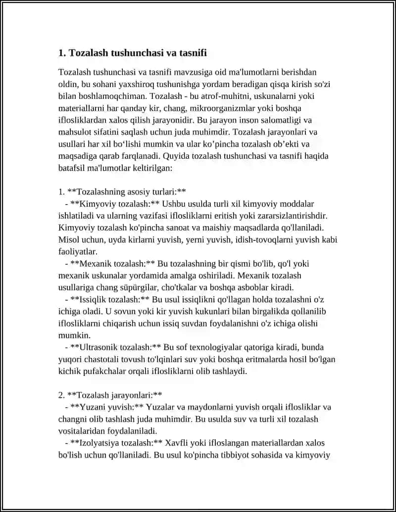 TOZALASH TURLARI VA TASNIFI 3