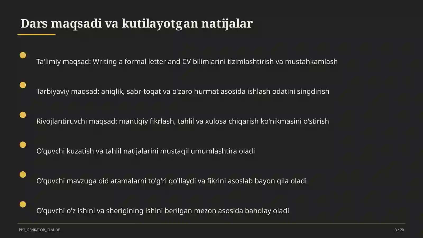 Writing a formal letter and CV (10-sinf) 3