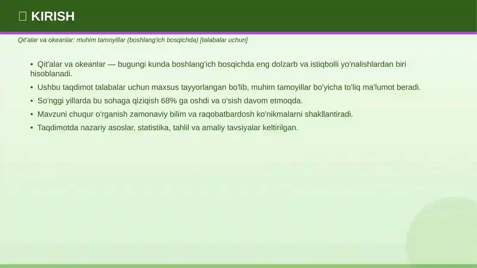 Qit'alar va okeanlar: Muhim tamoyillar 3