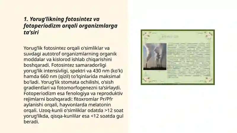 Turli ekologik omillarning tirik organizmlarga taʼsir etish mexanizmlari 3