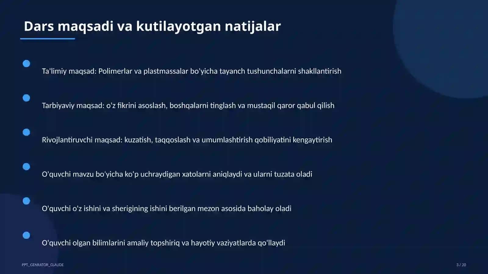 Polimerlar va plastmassalar (11-sinf) 3