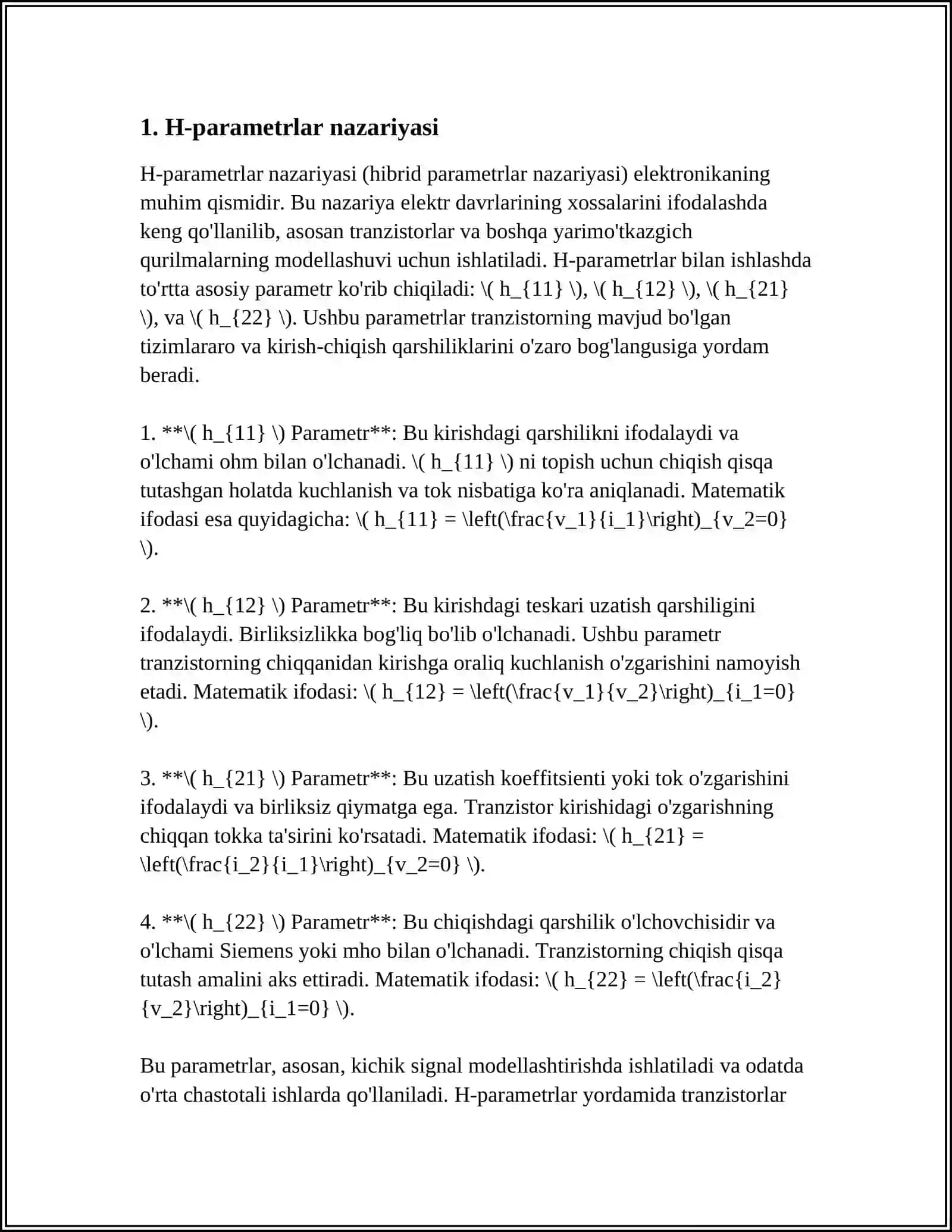 BT H-PARAMETRLARI 3