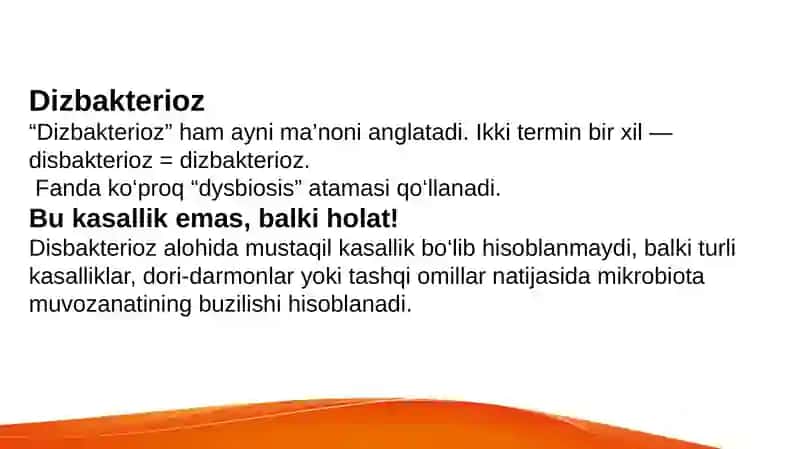 Disbakterioz va disbakteriozning zamonaviy
bakteriologik diagnostikasi 3