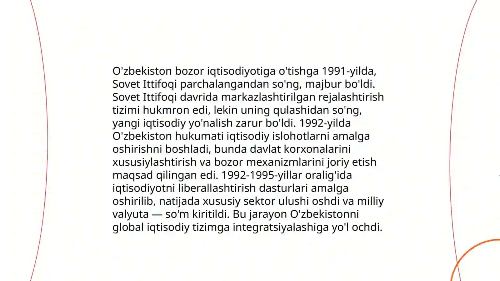 O'zbekistonda bozor iqtisodiyotiga o'tishning zaruriyati va bozor iqtisodiyotining hozirgi holati 3