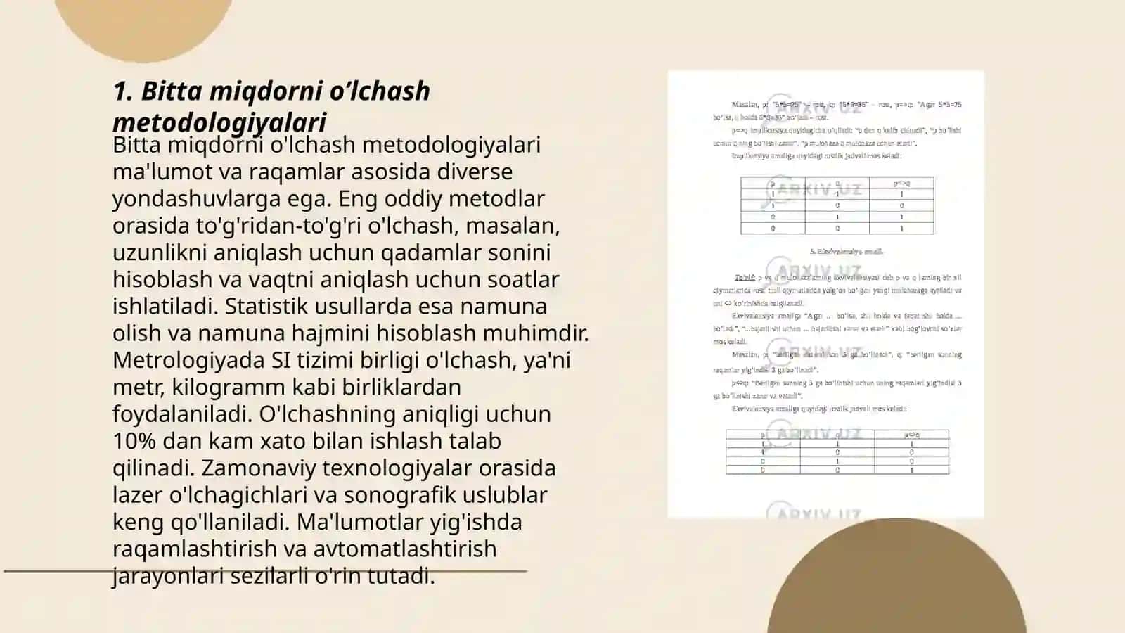 Bitta miqdorni teng imkoniyatli o’lchashlardagi qayta ishlash tartibi 3
