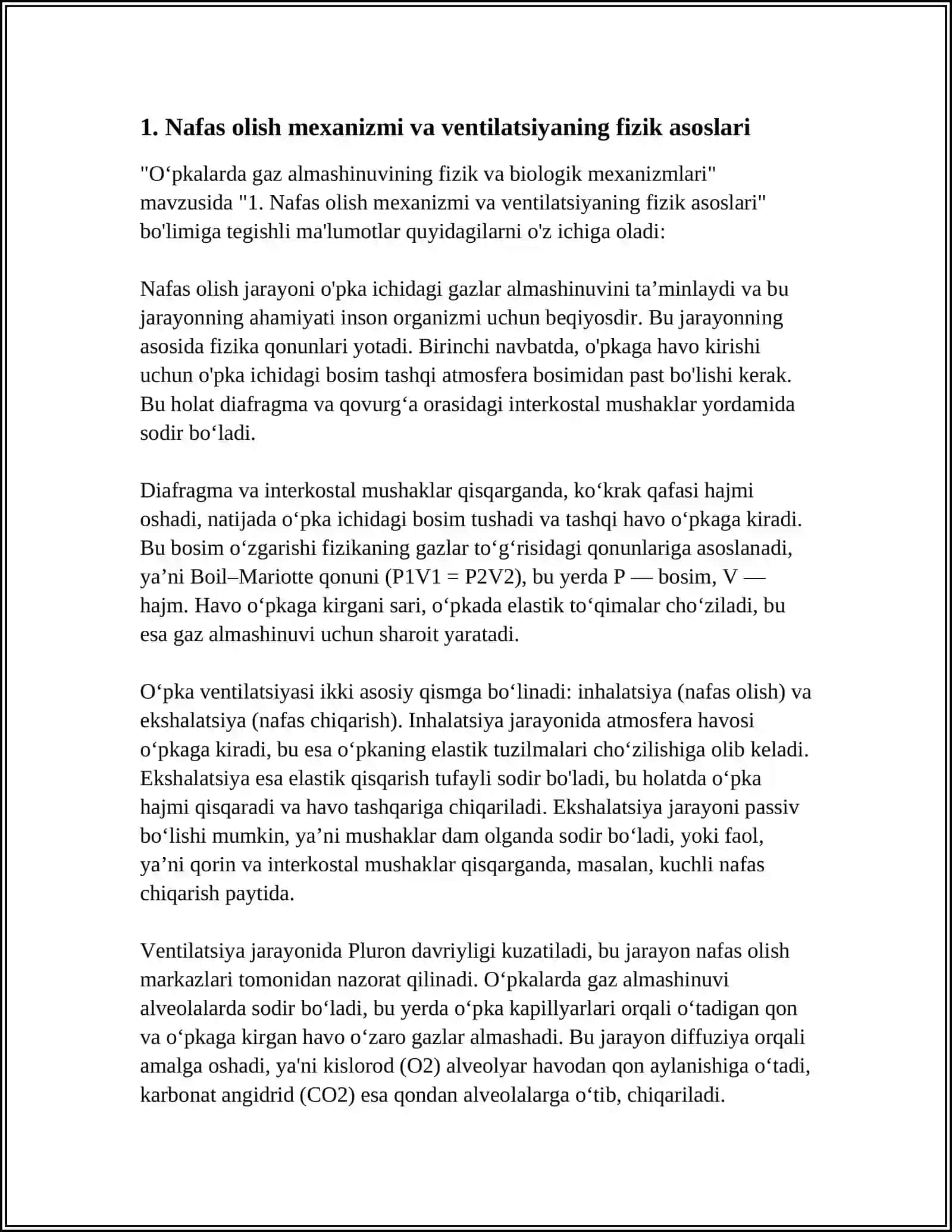 OʻPKADA GAZ ALMASHINUVINING FIZIK VA BILOGIK MEXANIZMLAR 3