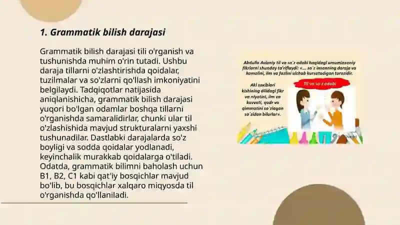 Grammatik bilish darajasi 3