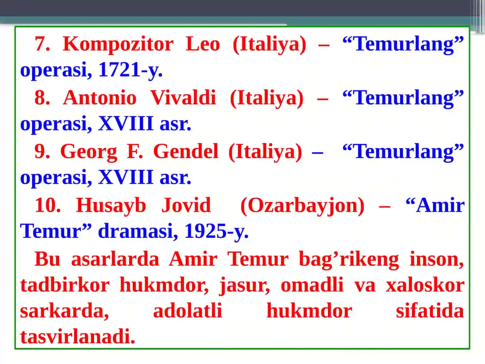Amir Temur va temuriylar davrida o’zbek 3