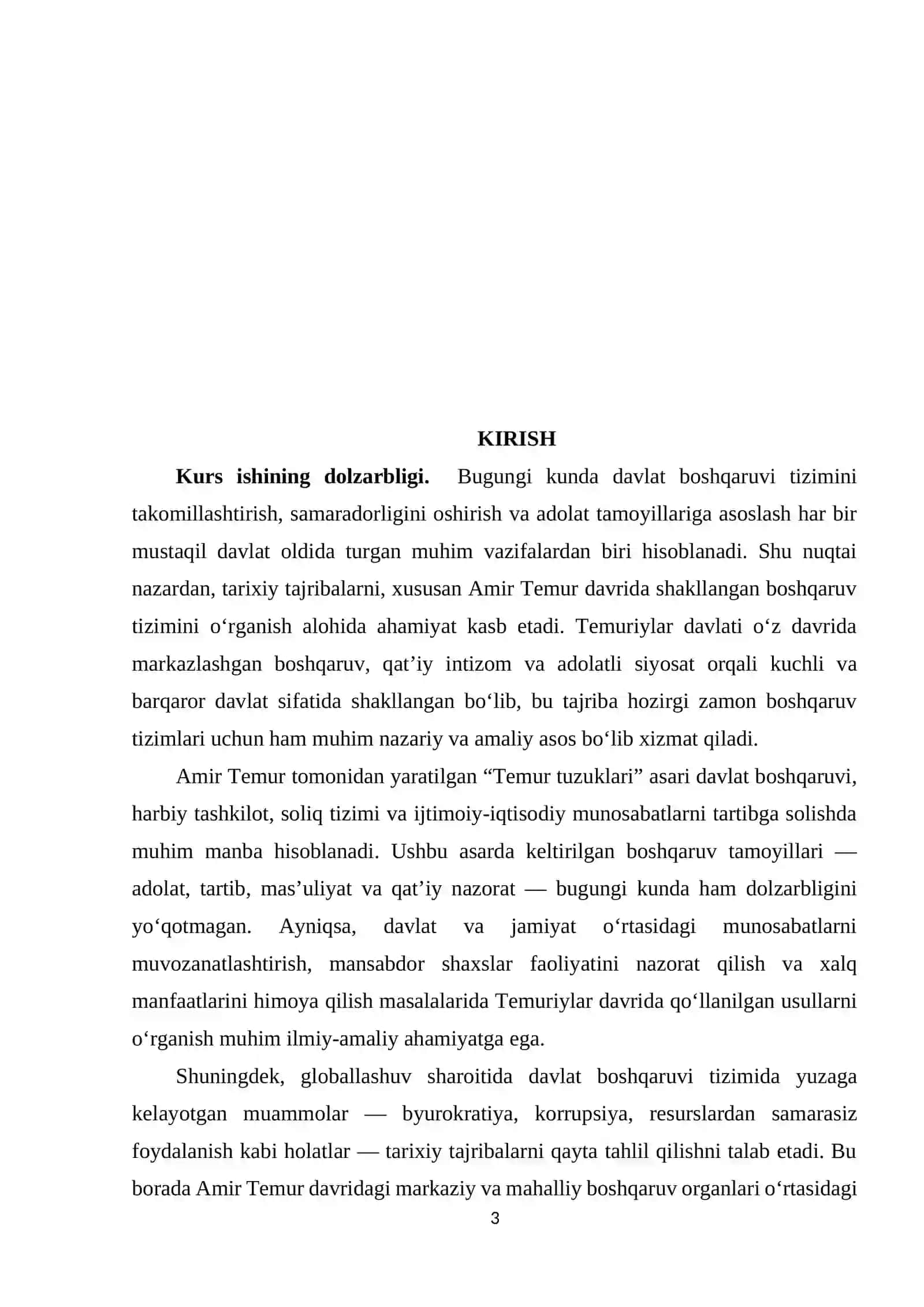 "Temur tuzuklarida" davlat boshqaruvi masalalari 3