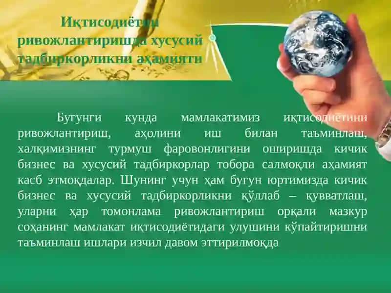 O‘zbеkistonda kichik biznеs va xususiy tadbirkorlik faoliyatining davlat tomonidan tartibga solinishi 3