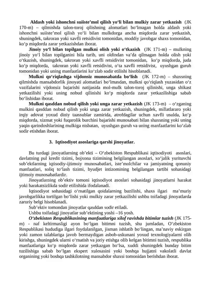 O‘zgalar mulkini talon-toroj qilish bilan bog‘liq jinoyatlar 3