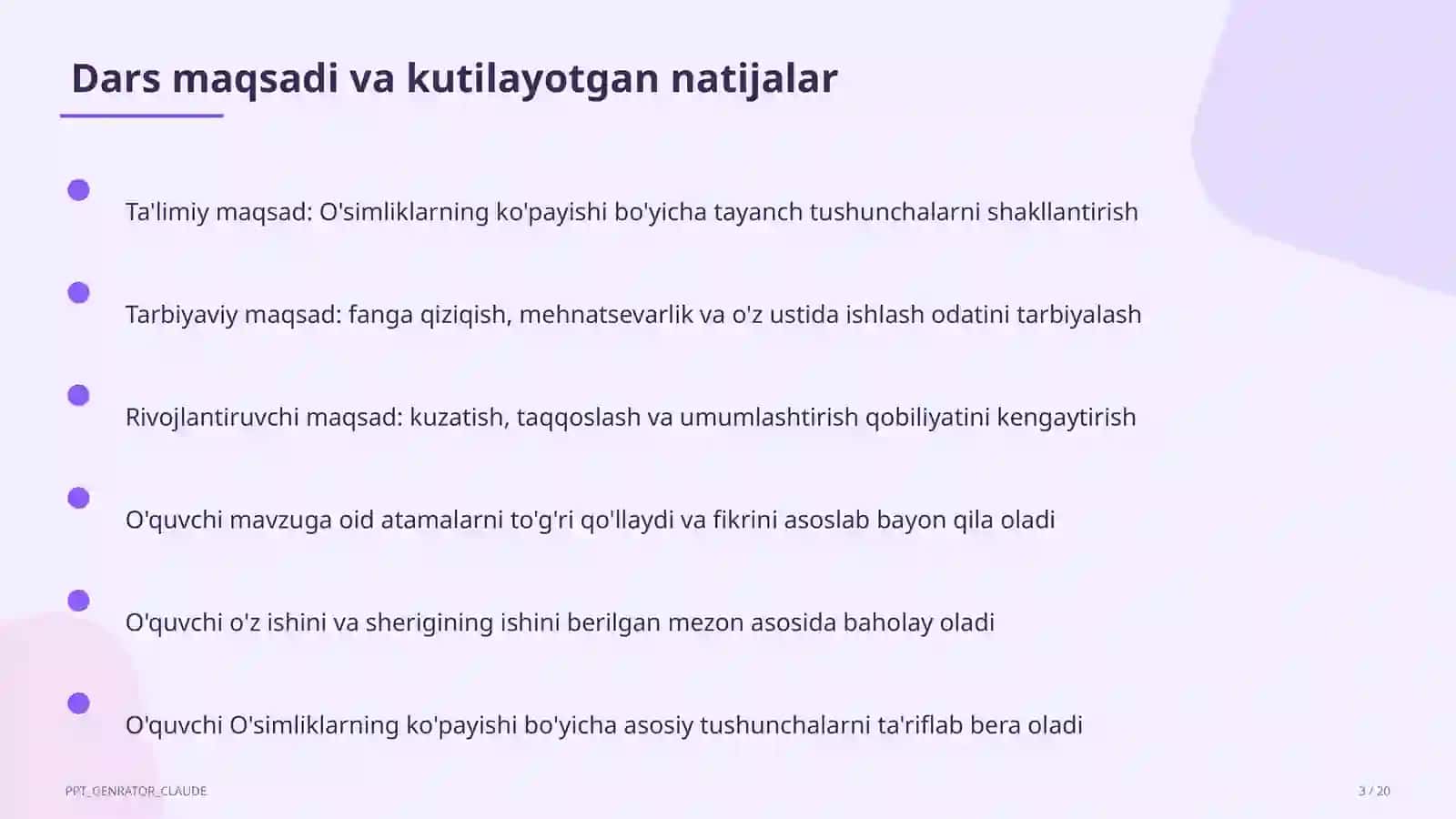 O'simliklarning ko'payishi (3-sinf) 3