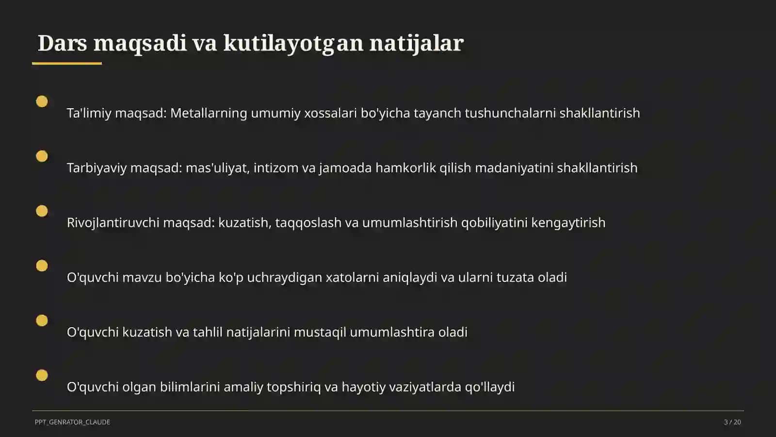 Metallarning umumiy xossalari (9-sinf) 3