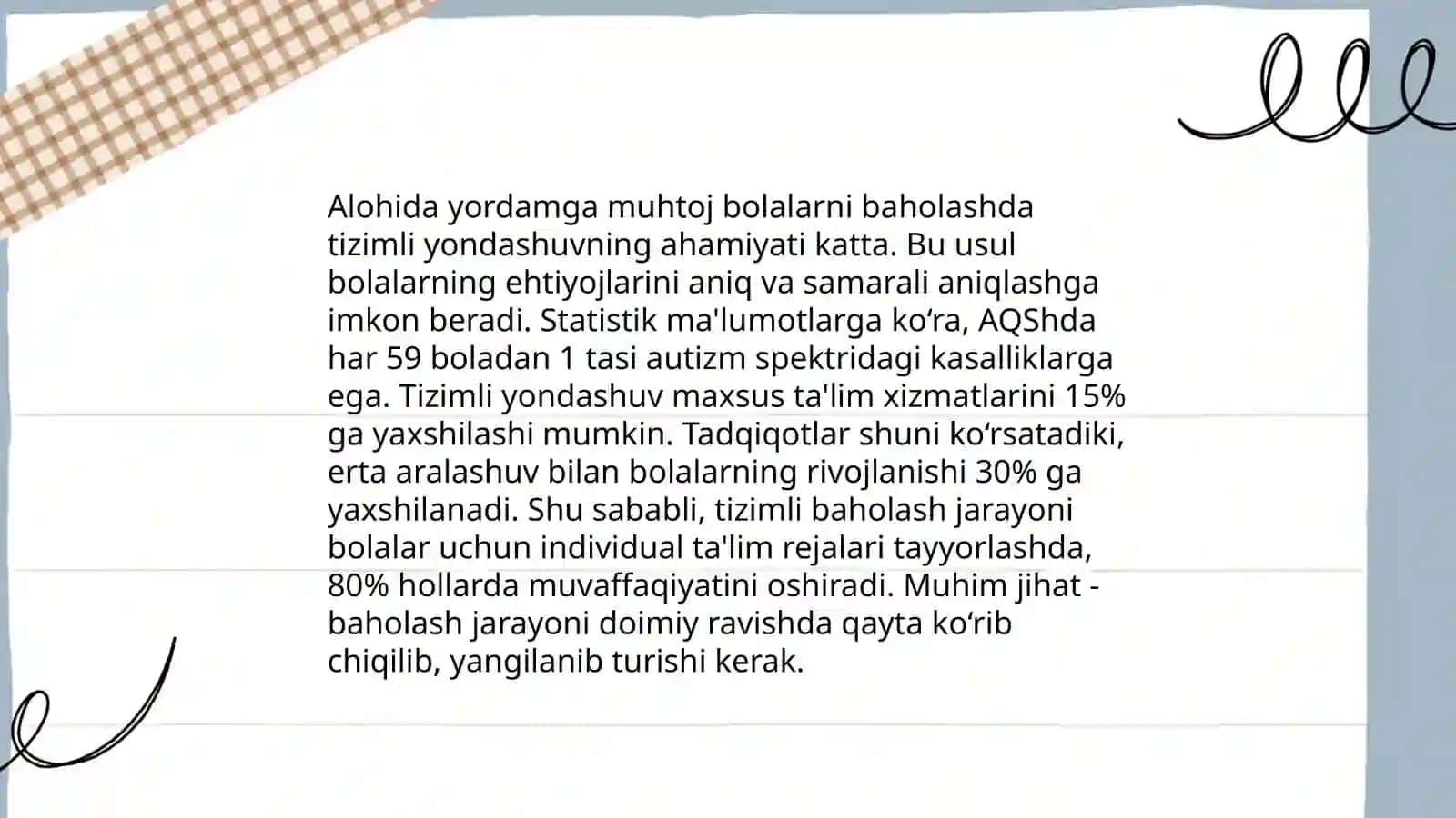 Alohida yordamga muhtoj bolani va atrofdagilarning baxolashda sistemaliylik yondashuvdan foydalanish 3