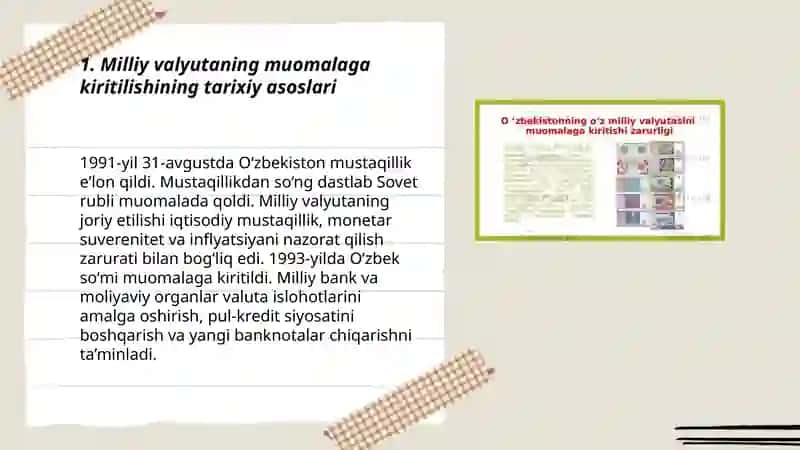 Milliy valyutaning muomalaga kiiritilishi 3