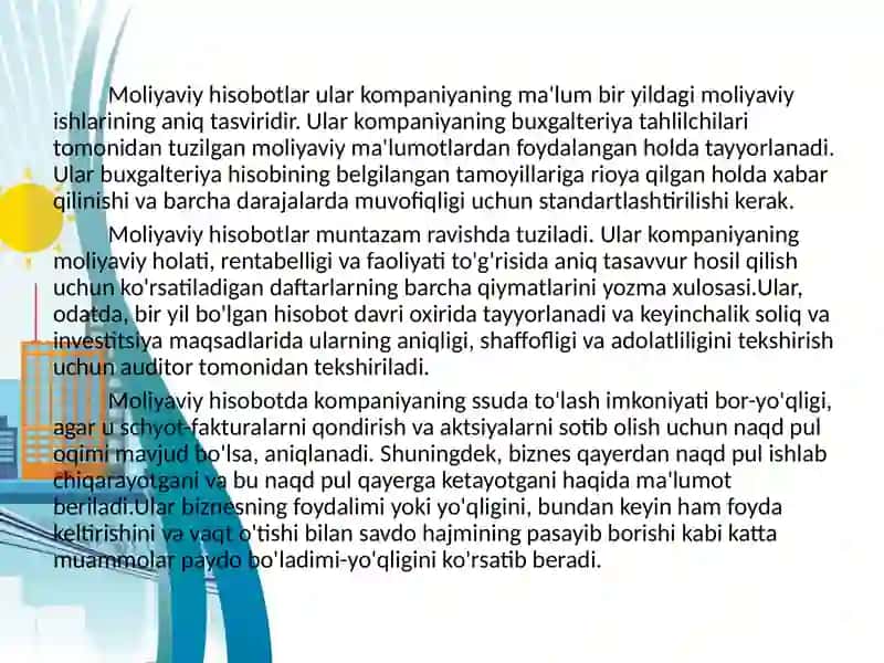 MOLIYAVIY  HISOBOTNING  TUZILISHI 3