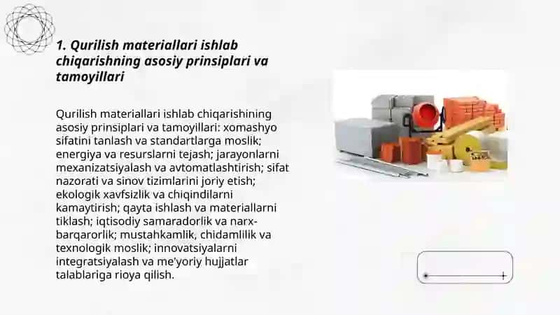 Qurilish materiallari buyumlarini tayyorlashning asosiy printsiplari 3