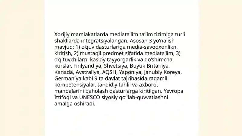 Mediataʼlim:xorijiy tajriba 3