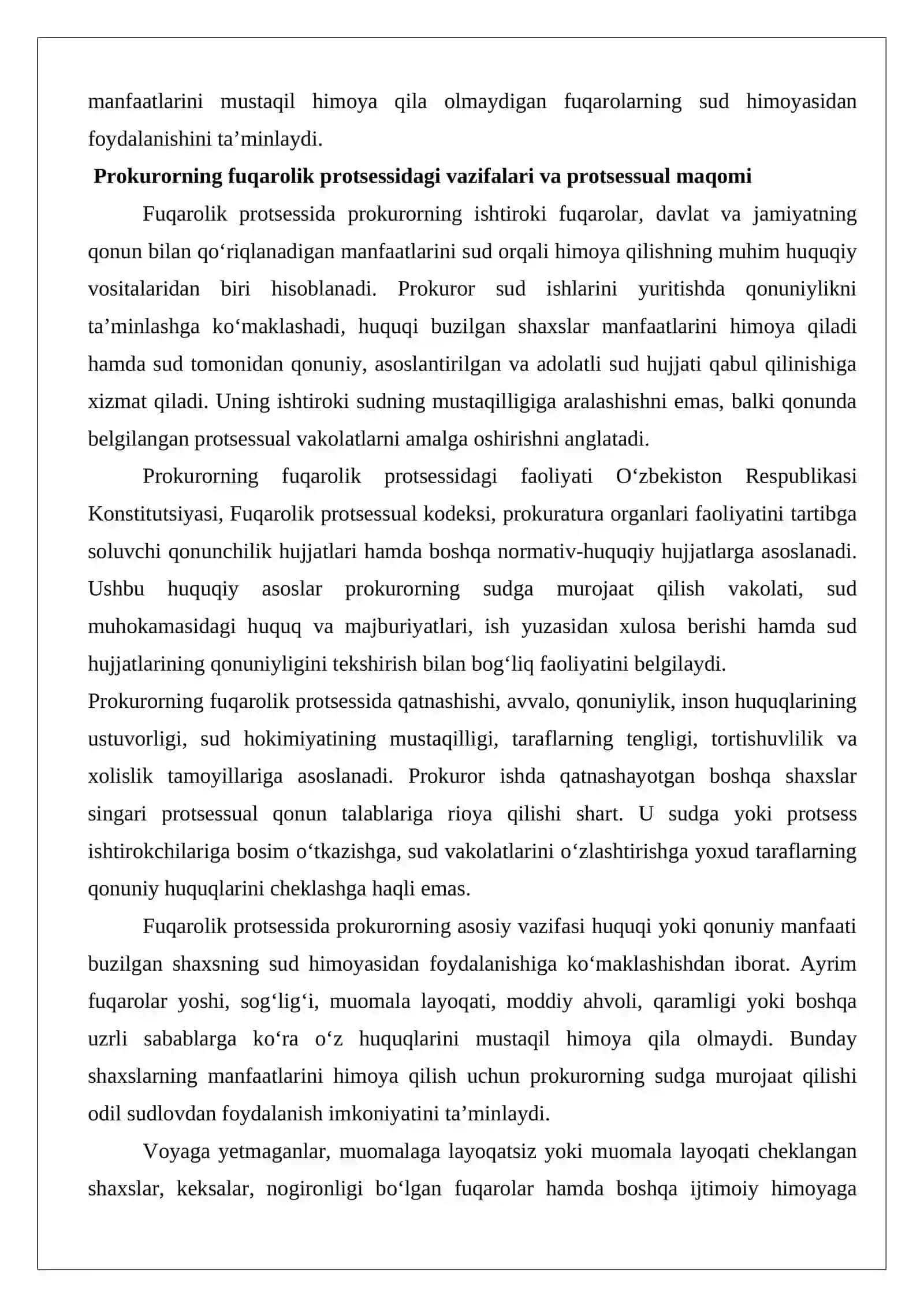 Prokuror davlat organlari, tashkilotlar va ayrim fuqarolarning fuqarolik protsessida ishtiroki 3