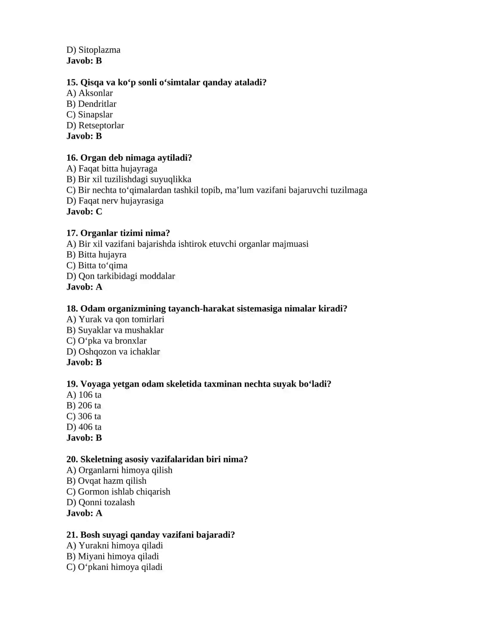 8-sinf Biologiya — 500-test 3