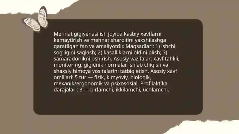 Mehnat gigiyenasi. Kasbga aloqador kasalliklar 3