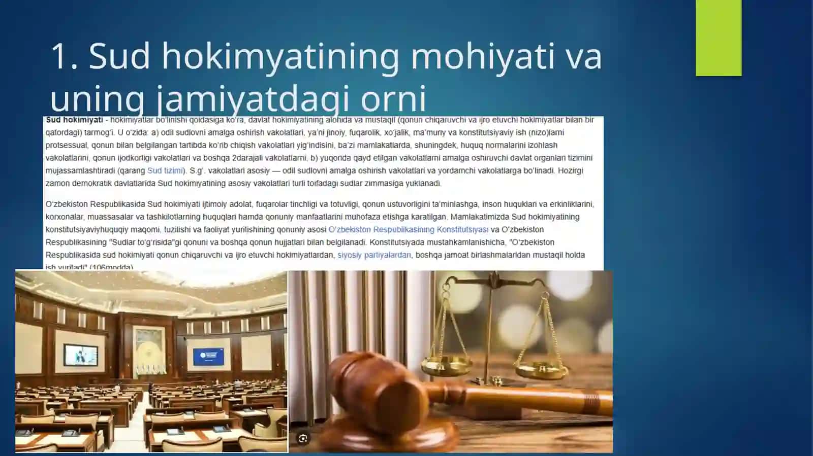 MUSTAQIL VA ODIL SUD TIZIMI.QONUN IJODKORLIGI VA HUQUQINI QOLLASH AMALIYOTI 3