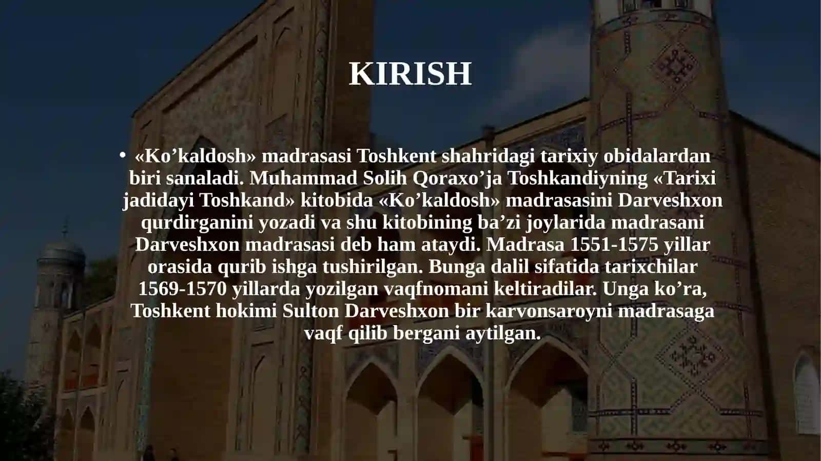 KO`KALDOSH MADRASASI 3
