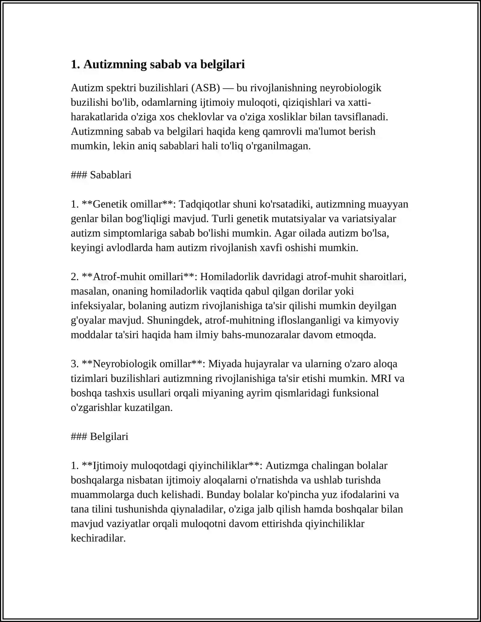 BOLALAR KASALLIKLARI AUTIZM VA DAUN SINDROMI HAQIDA 3