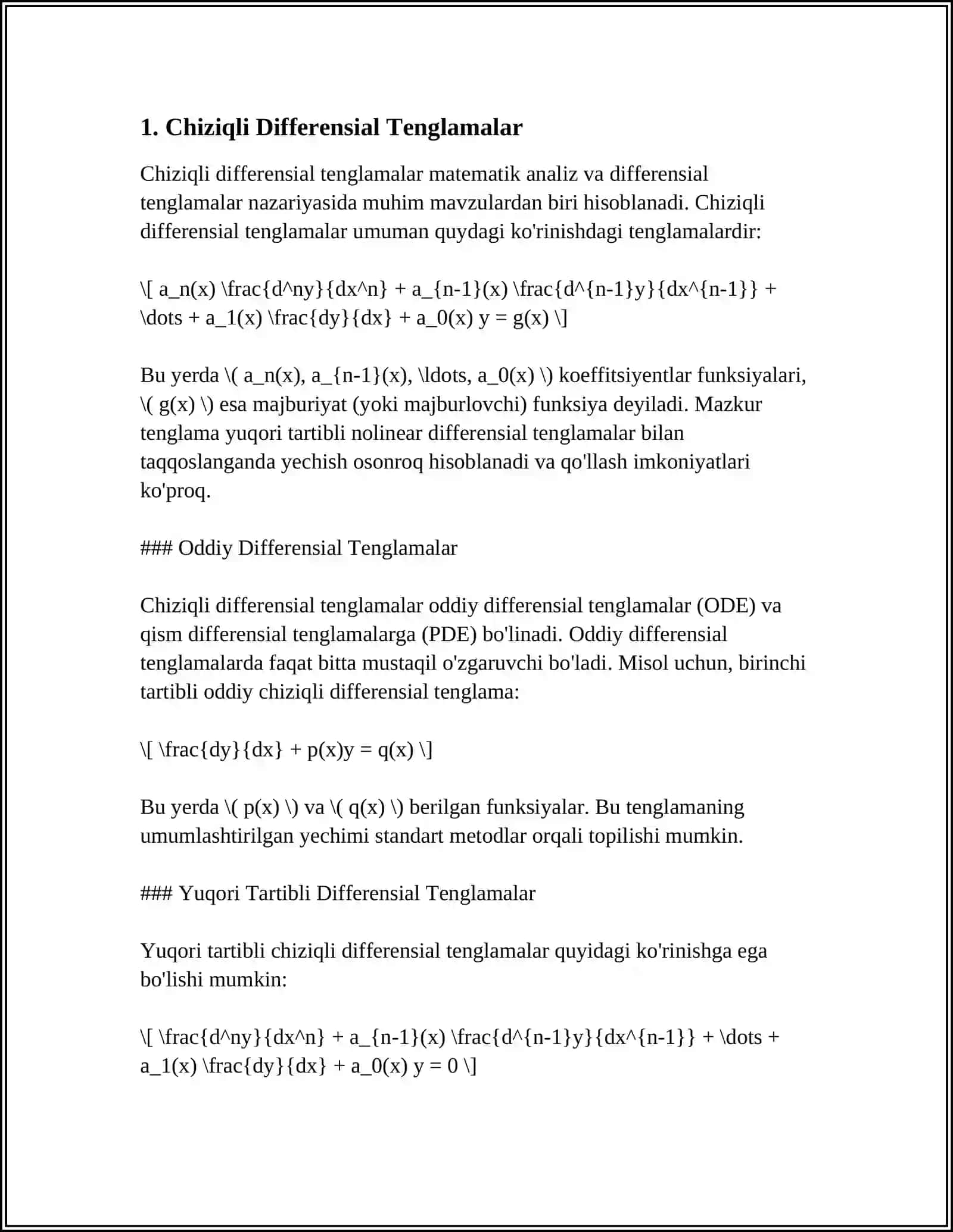 CHIZIQLI BIR JINSLI OʻZGARMAS KOEFFITSIENTLI IKKINCHI TARTIBLI DIFFERENSIAL TENGLAMA 3
