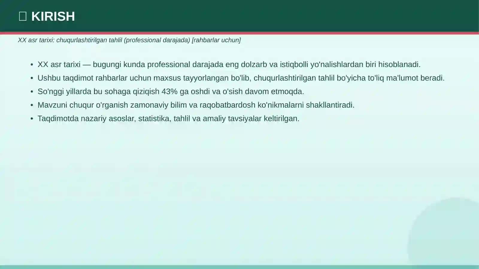 XX asr tarixi: chuqurlashtirilgan tahlil (professional darajada) [rahbarlar uchun] 3