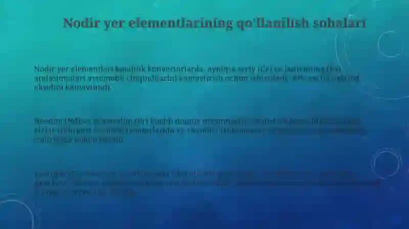 Nodir yer elementlarining qo'llanish sohalari 3