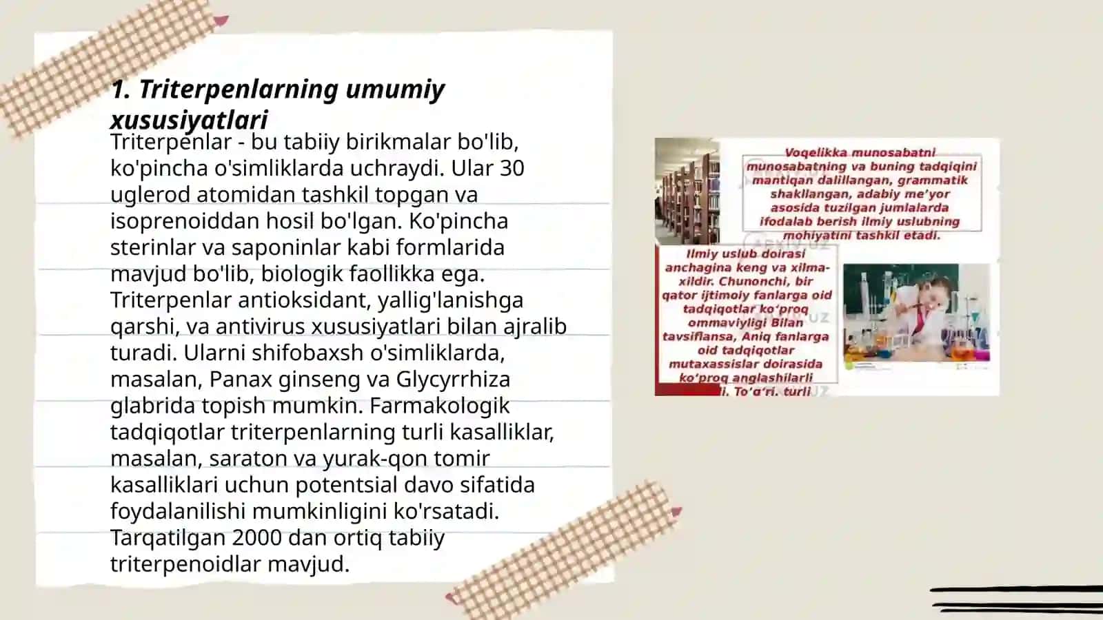 Tri-, tetra- va politerpenler. Xususiyatlari va ahamiyati 3
