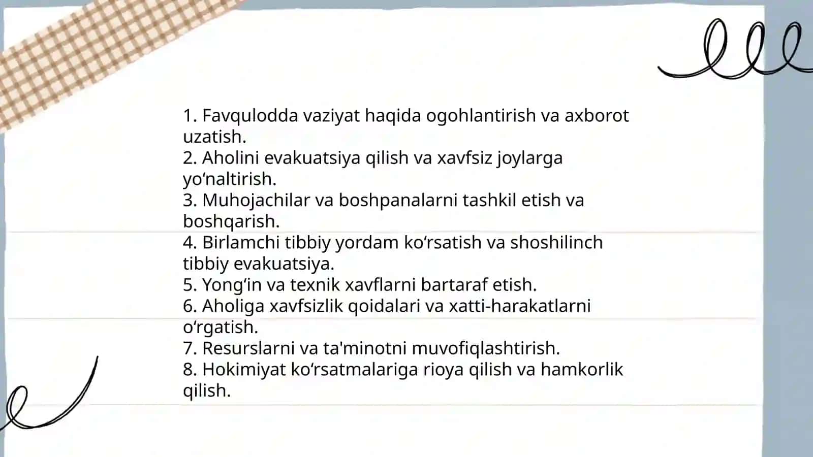 Fuqaro muhofazasi vazifalari favqulodda vaziyatlarda 3
