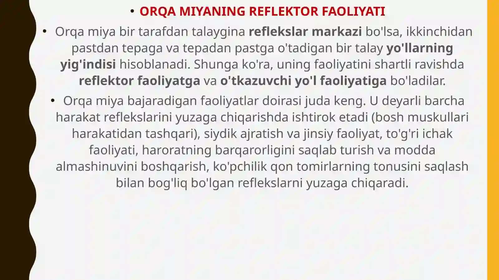 Orqamiyaning reflektor va oʻtkazuvchi yoʻl faoliyati, tekshirish usullari 3