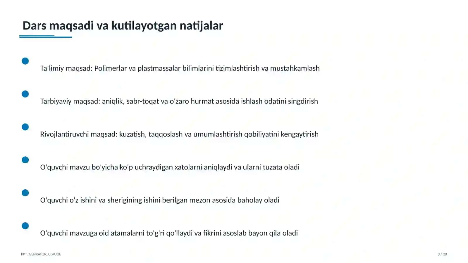 Polimerlar va plastmassalar (11-sinf) 3