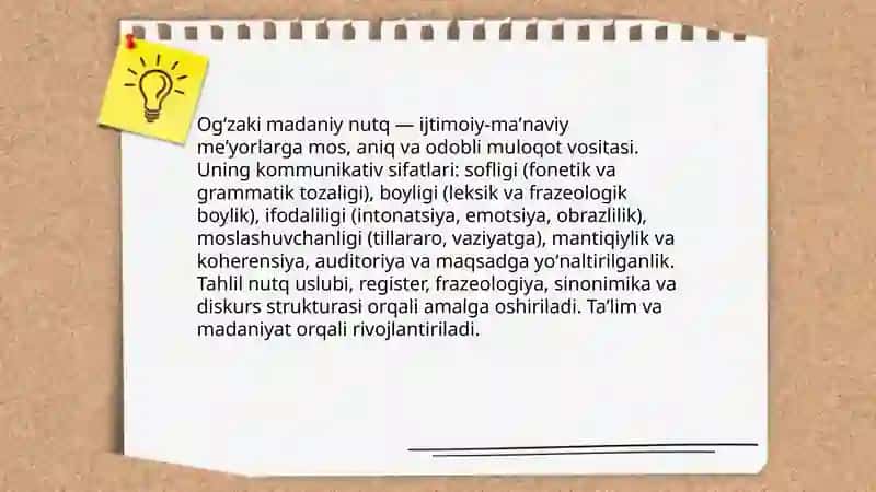 Ogʻzaki madaniy nutq va uning kommunikativ sifatlariga umumiy kirish 3