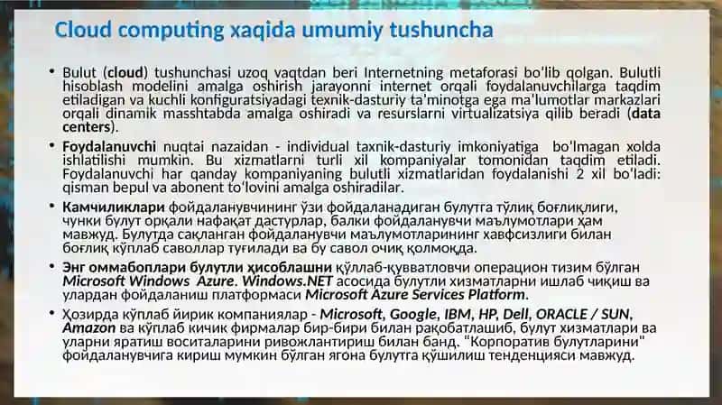 Bulutli hisoblash uchun(CLOUD COMPUTING)uchun OPERATSION TIZIMLAR 3