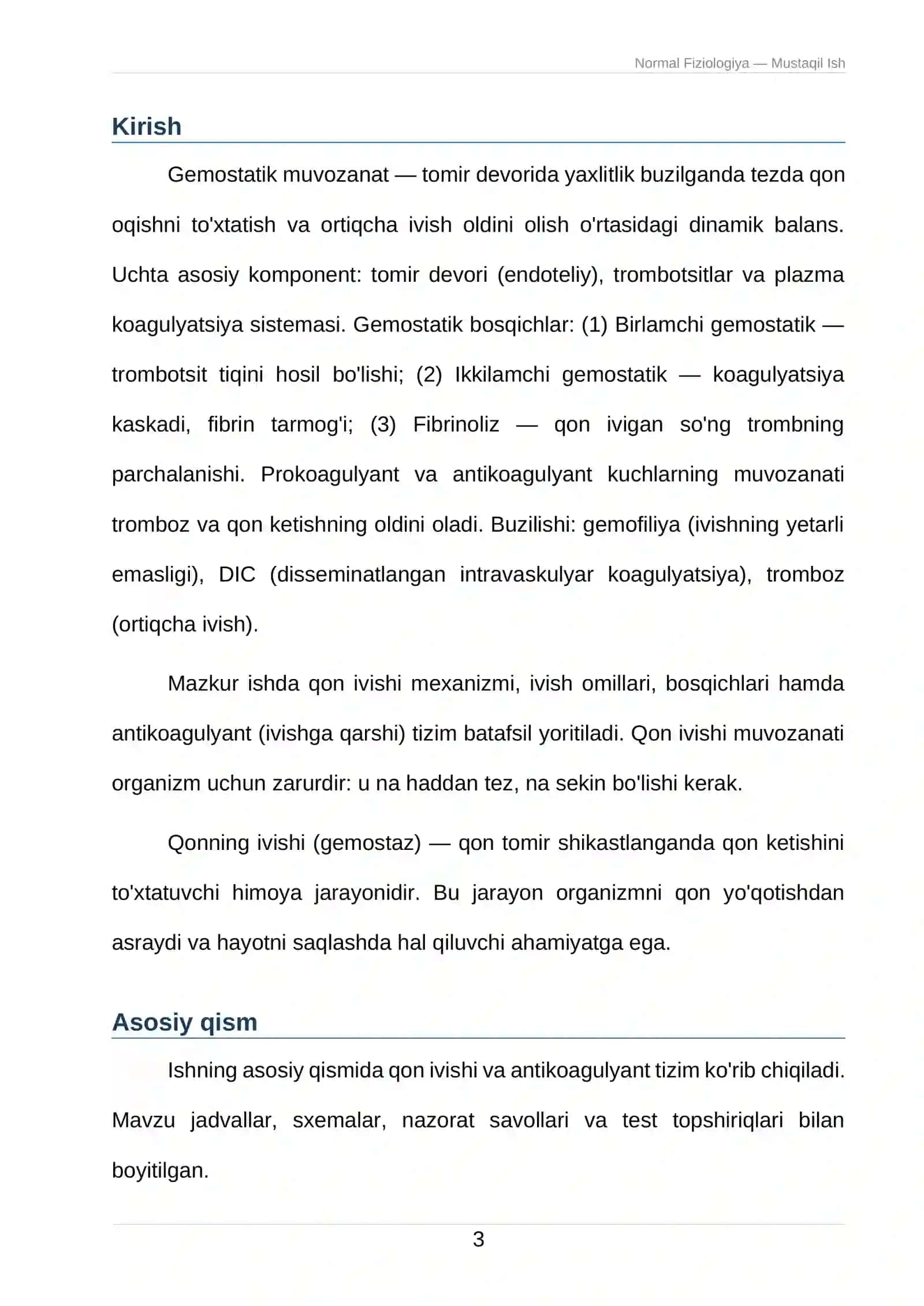 Qonning ivishi va antikoagulyant tizim 3