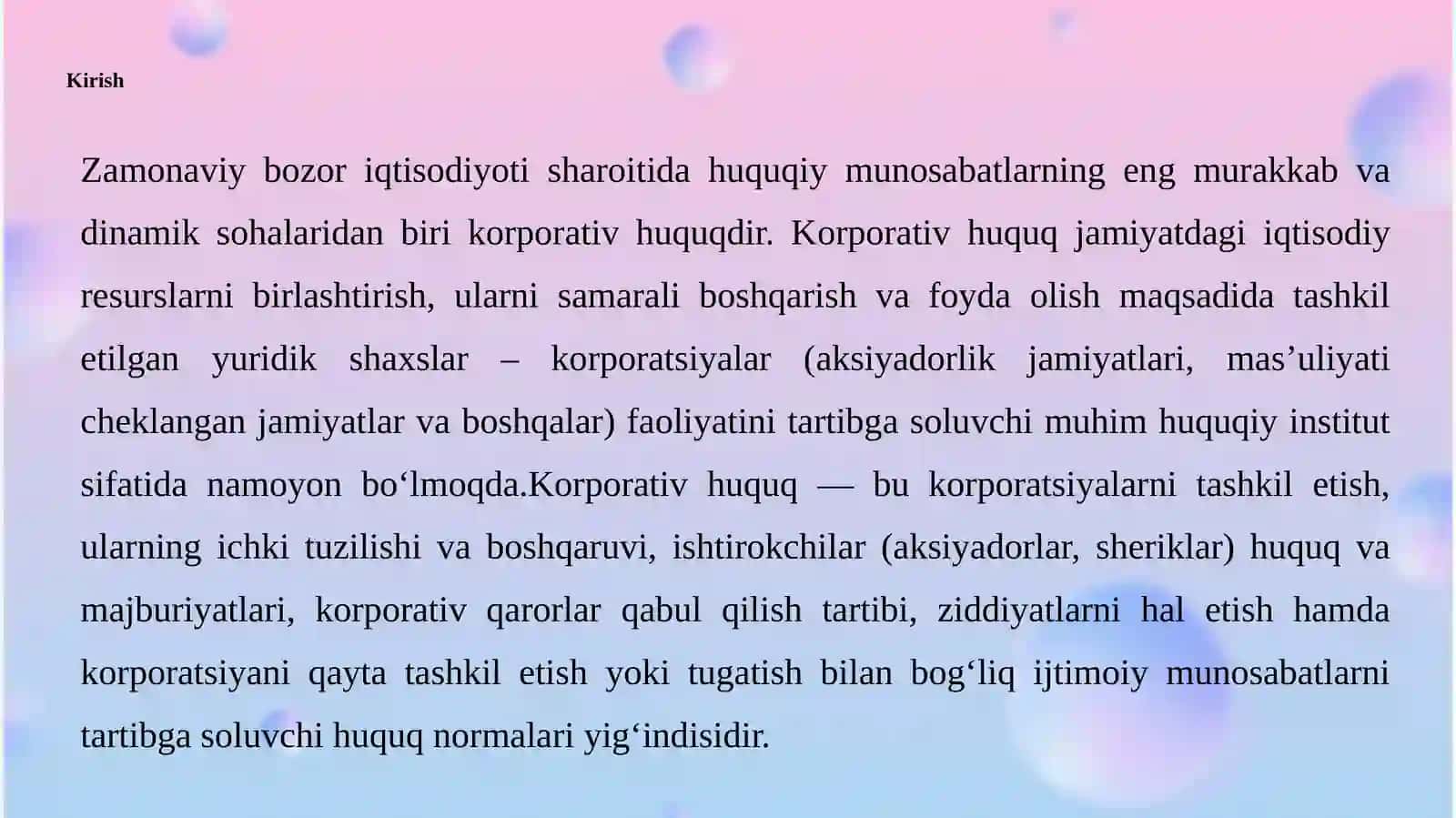 Korporativ huquq tushunchasi va uning belgilari 3