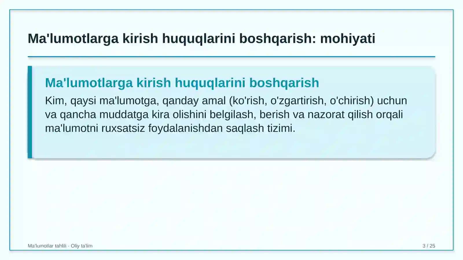 Aviatsiya texnikasini ta'mirlash korxonalarida ma'lumotlarga kirish huquqlarini boshqarish 3