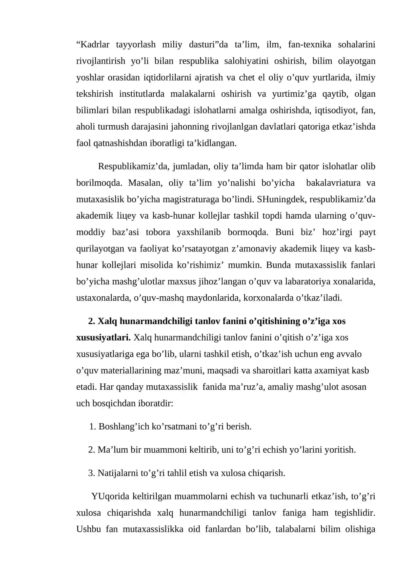 Xalq hunаrmаndchiligi, uning turlari va ahamiyati 3