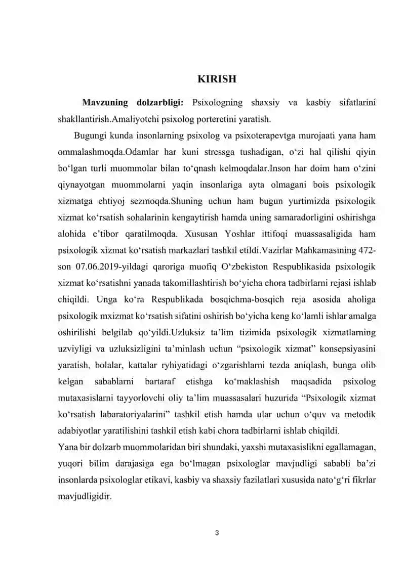 "Psixologik xizmatda etik me’yoriy qadryatlar va ularning ahamiyati" 3