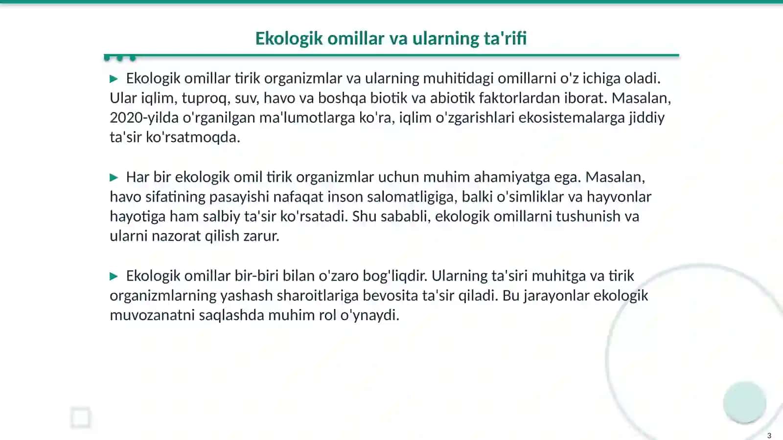 Turli ekologik omillarning tirik organizmlarga ta'sir etish mexanizmlari 3