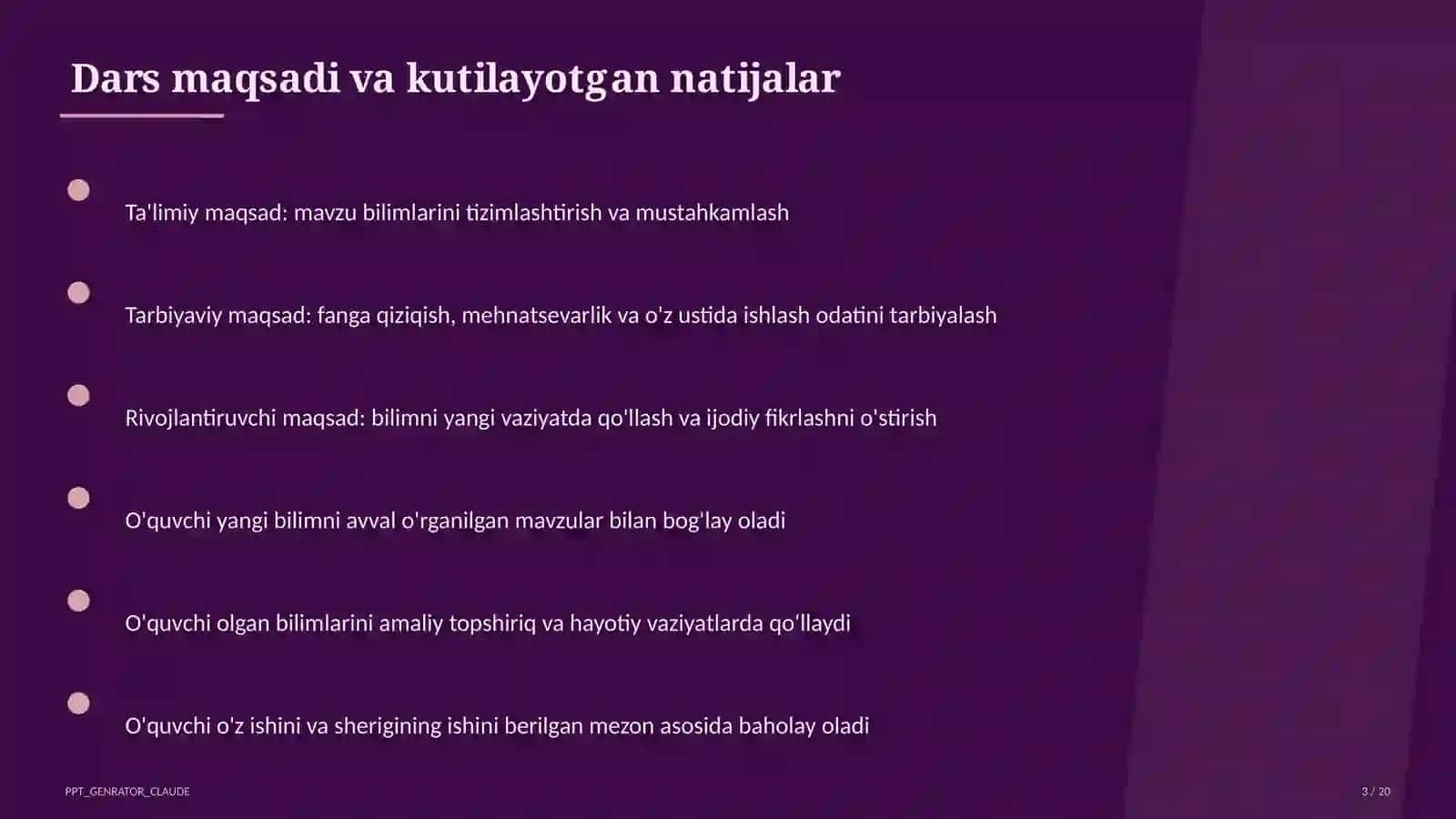 Sinf soati va tarbiyaviy tadbirlar (1–11) — o'qituvchilar uchun 3