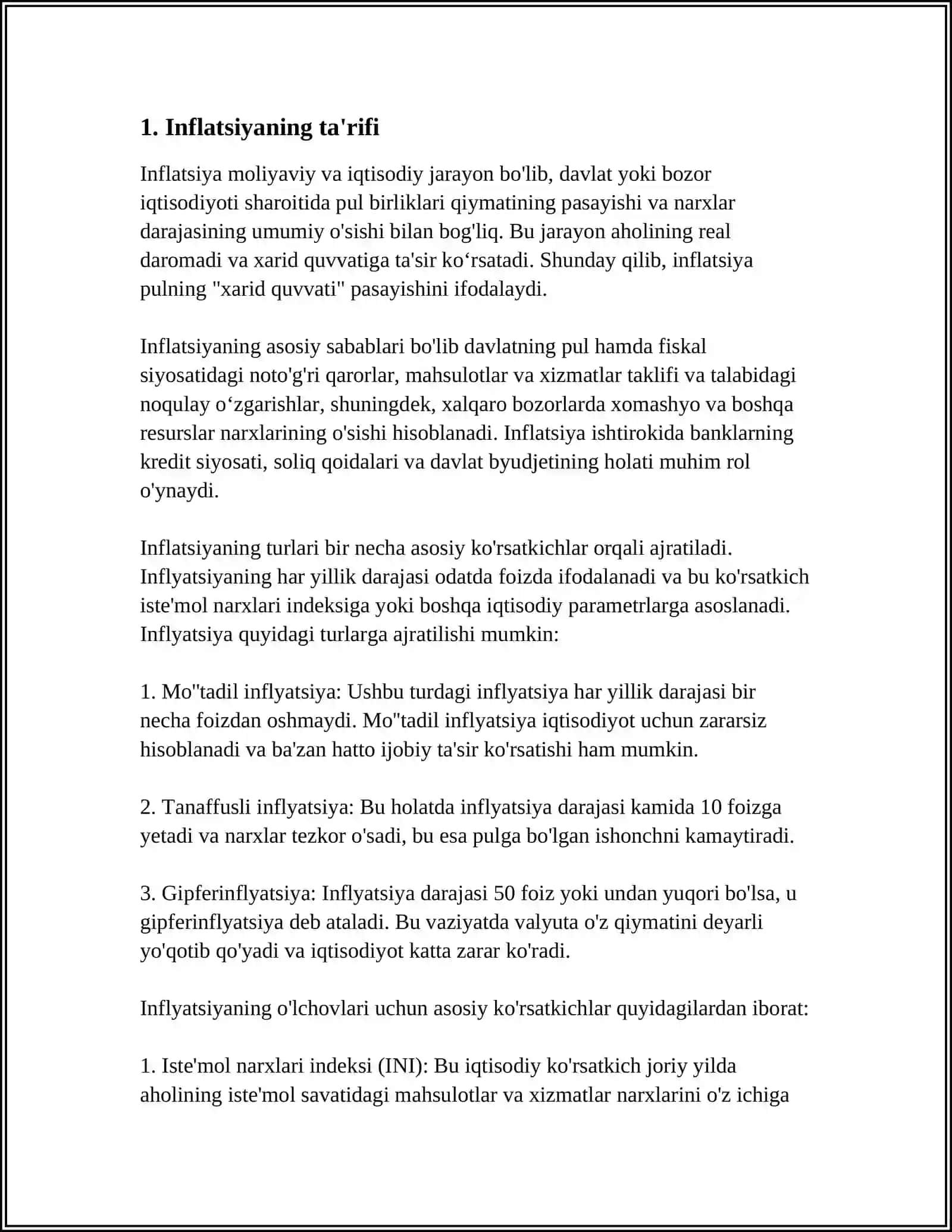 INFLYATSIYANING MOHIYATI VA KELIB CHIQISH SABABLARI OʻRGANISH 3