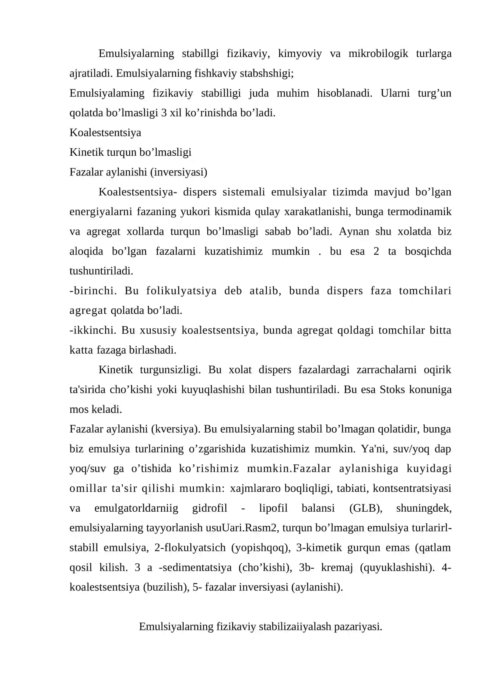 Emulsiyalar tuzilishi va turg'unlashtirilishi 3