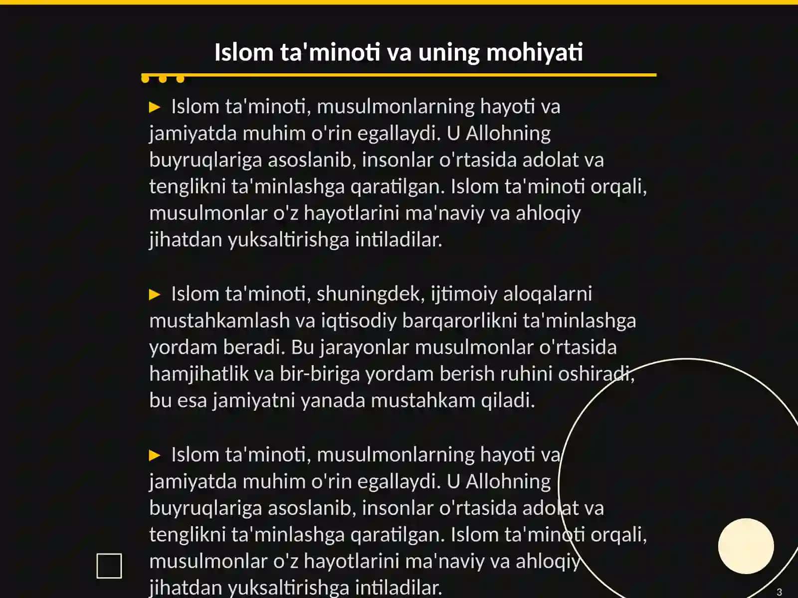 Islom taminoti aqidaviy yo'nalishlari 3