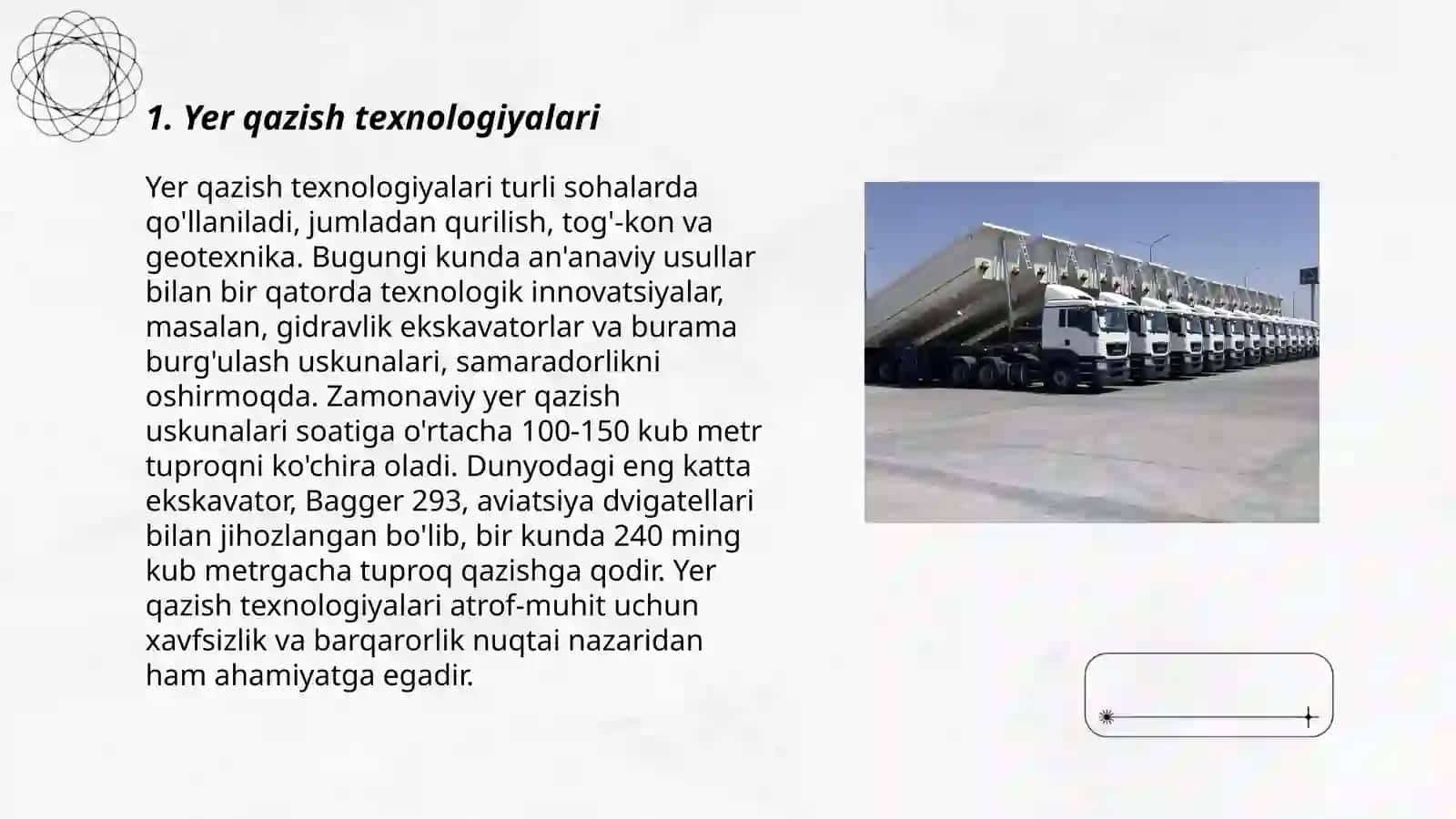 Yer qazish tashish mashinalarini avtomobil yo'li qurulishda qo'llanilishi 3