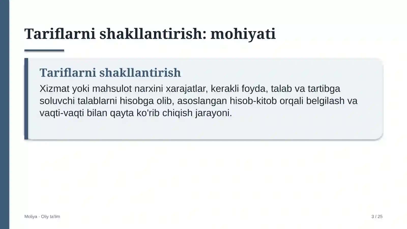 Dehqon xo'jaliklarida tariflarni shakllantirish 3