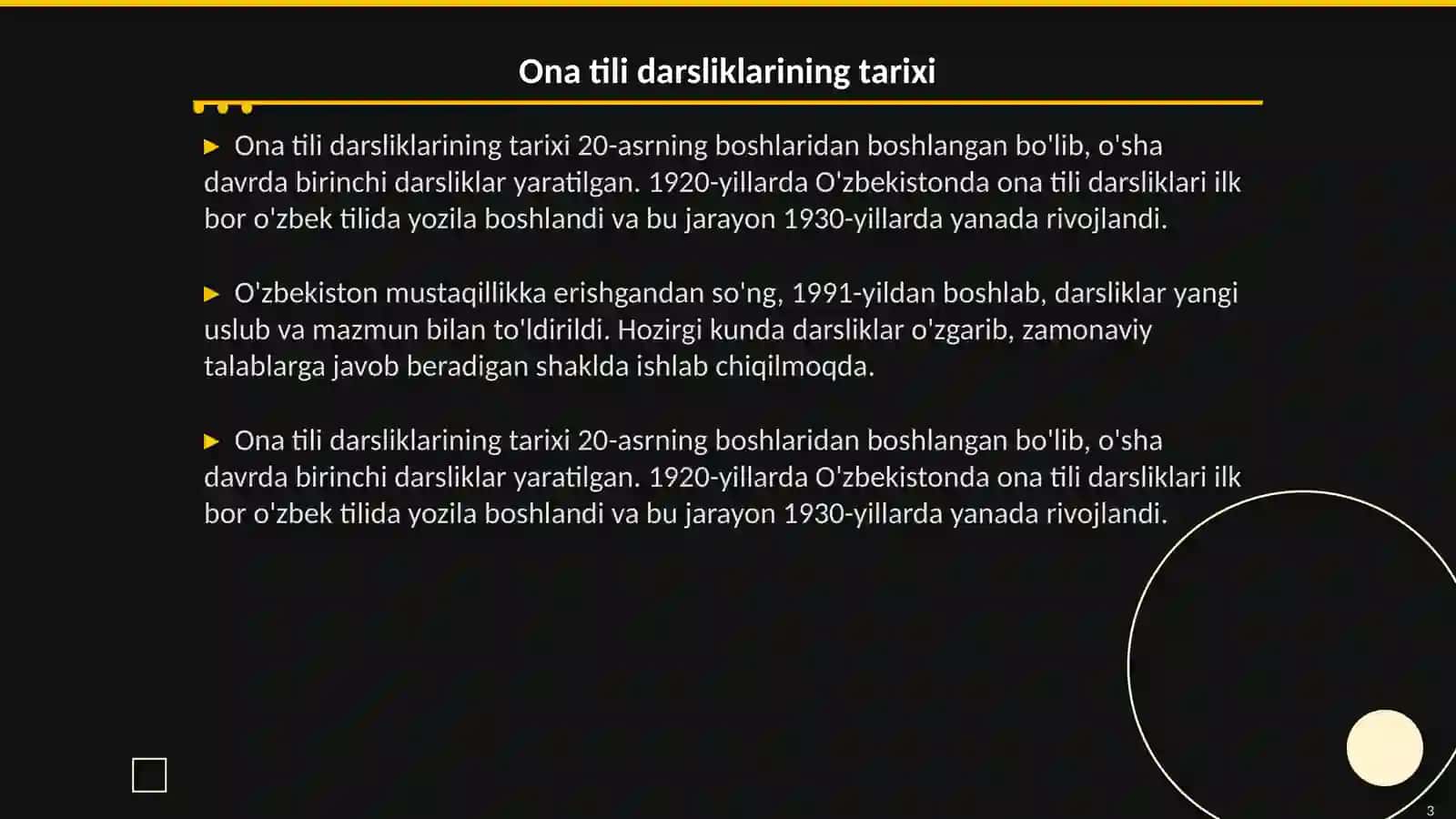 Ona tili darsliklarning tarkibi va mazmuni darstiklar ustida ishlash 3